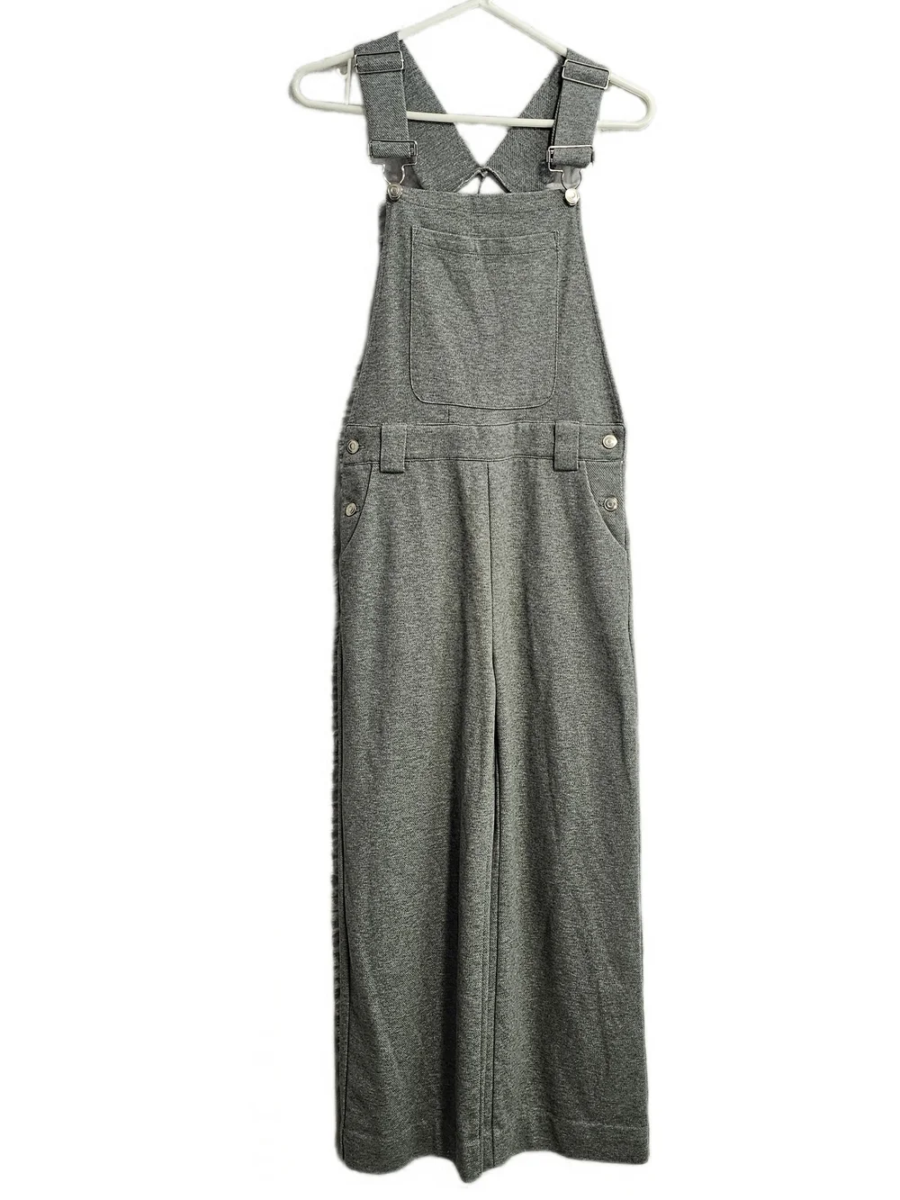Commense Classic Gray Wide-Leg Jersey Knit Bib Overalls Womens
